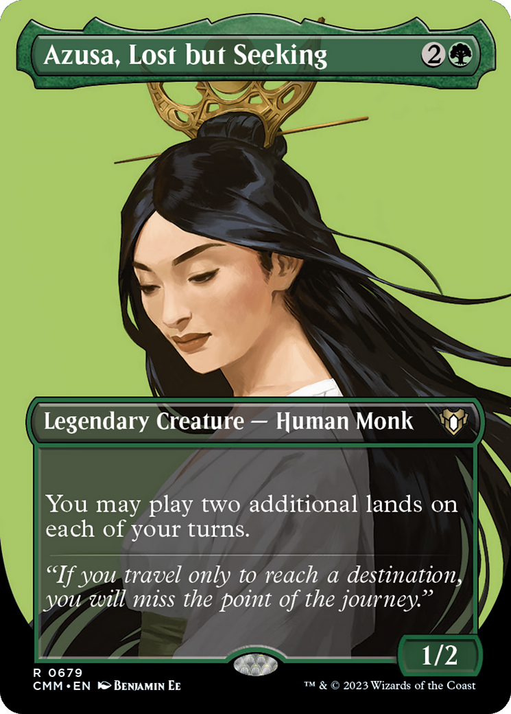 Azusa, Lost but Seeking (Borderless) (CMM-679) - Commander Masters - Magic The Gathering