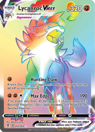 Lycanroc VMAX 213/203 - Pokemon Evolving Skies Holofoil