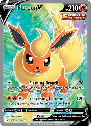 Flareon V 169/203 - Pokemon Evolving Skies Holofoil
