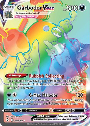 Garbodor VMAX 216/203 - Pokemon Evolving Skies Holofoil
