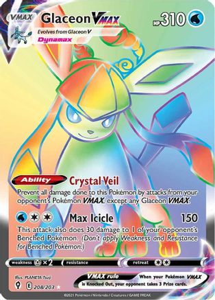 Glaceon VMAX 208/203 - Pokemon Evolving Skies Holofoil
