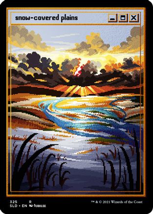 FOIL Snow-Covered Plains (PixelSnowLands.jpg) (Foil Etched) (SLD-325) - Secret Lair Drop Series - Magic The Gathering