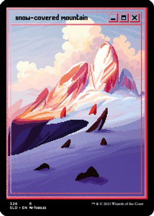 FOIL Snow-Covered Mountain (PixelSnowLands.jpg) (Foil Etched) (SLD-328) - Secret Lair Drop Series - Magic The Gathering