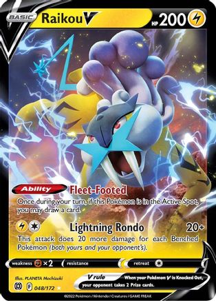 Raikou V 48/172 - Pokemon Brilliant Stars Holofoil