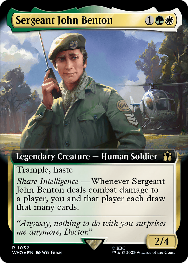 FOIL Sergeant John Benton (Extended Art) (Surge Foil) (WHO-1032) - Doctor Who - Magic The Gathering