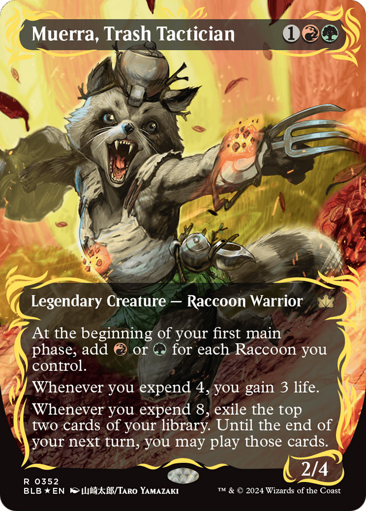 FOIL Muerra, Trash Tactician (Borderless) (Raised Foil) (BLB-352) - Bloomburrow - Magic The Gathering