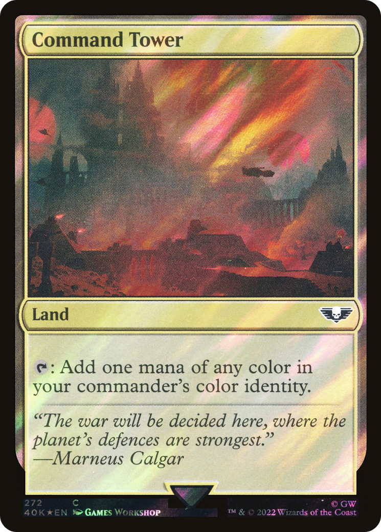 FOIL Command Tower (272) (Surge Foil) (40K-272) - Warhammer 40,000 Commander - Magic The Gathering