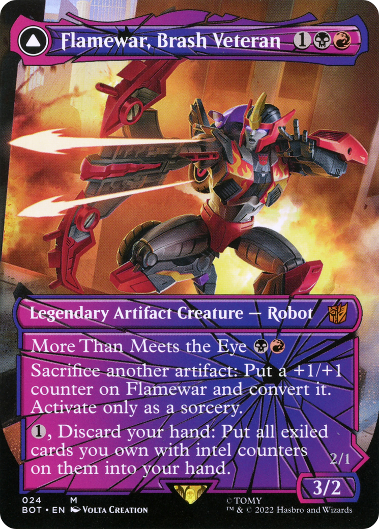 FOIL Flamewar, Brash Veteran (Shattered Glass) (BOT-024) - Transformers - Magic The Gathering
