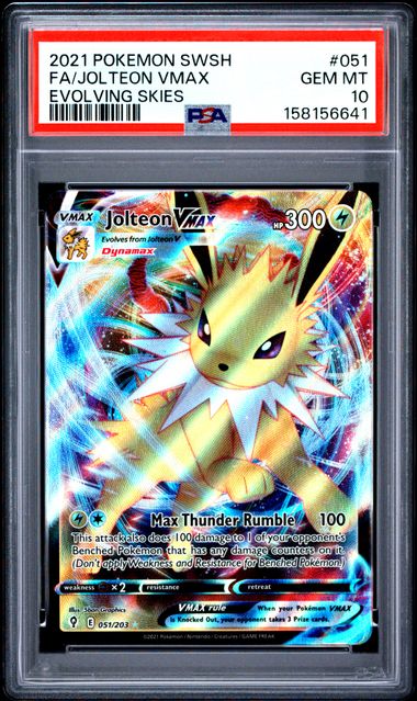 JOLTEON VMAX #051 2021 SWSH FA EVOLVING SKIES GEM MT PSA 10
