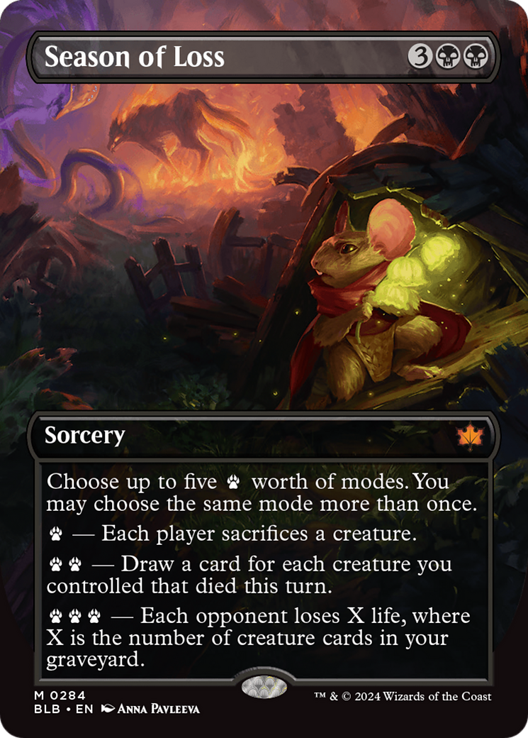FOIL Season of Loss (Borderless) (BLB-284) - Bloomburrow - Magic The Gathering