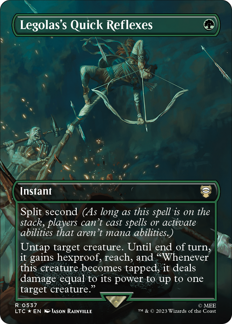 FOIL Legolas's Quick Reflexes (Borderless) (Surge Foil) (LTC-537) - Tales of Middle-earth Commander - Magic The Gathering