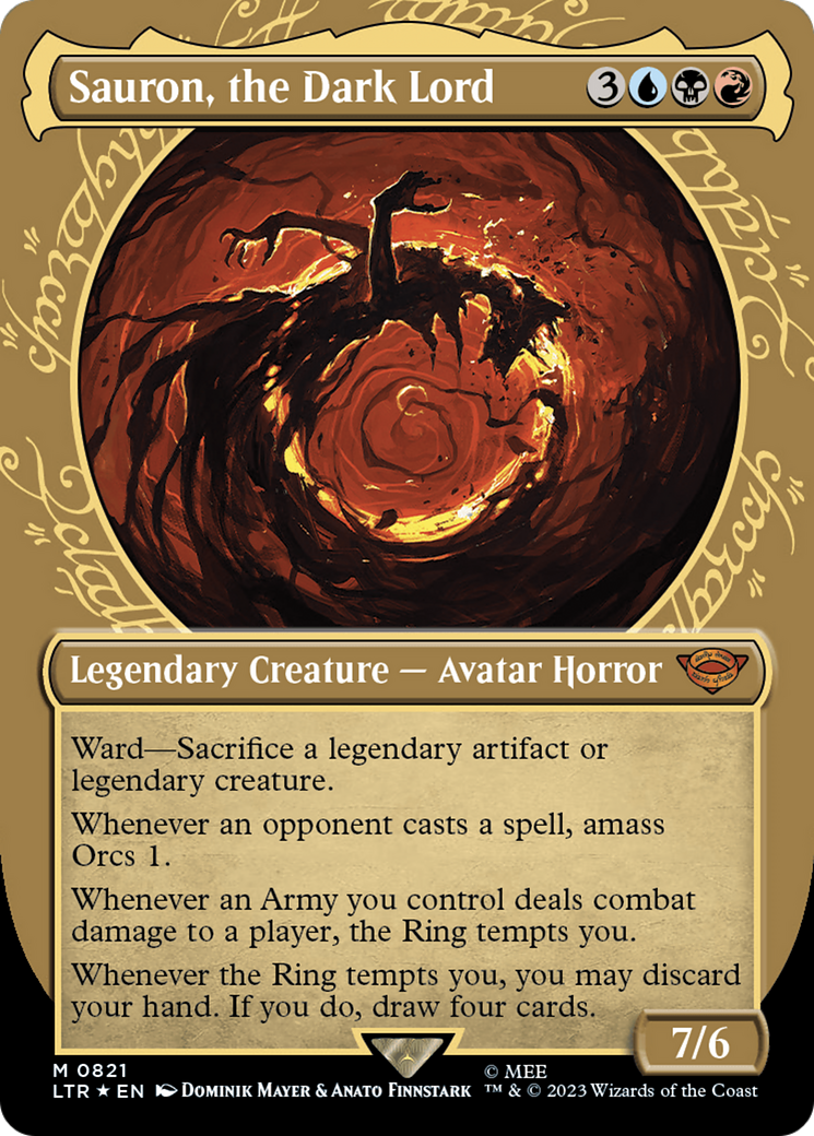 FOIL Sauron, the Dark Lord (Showcase) (Surge Foil) (LTR-821) - The Lord of the Rings: Tales of Middle-earth - Magic The Gathering