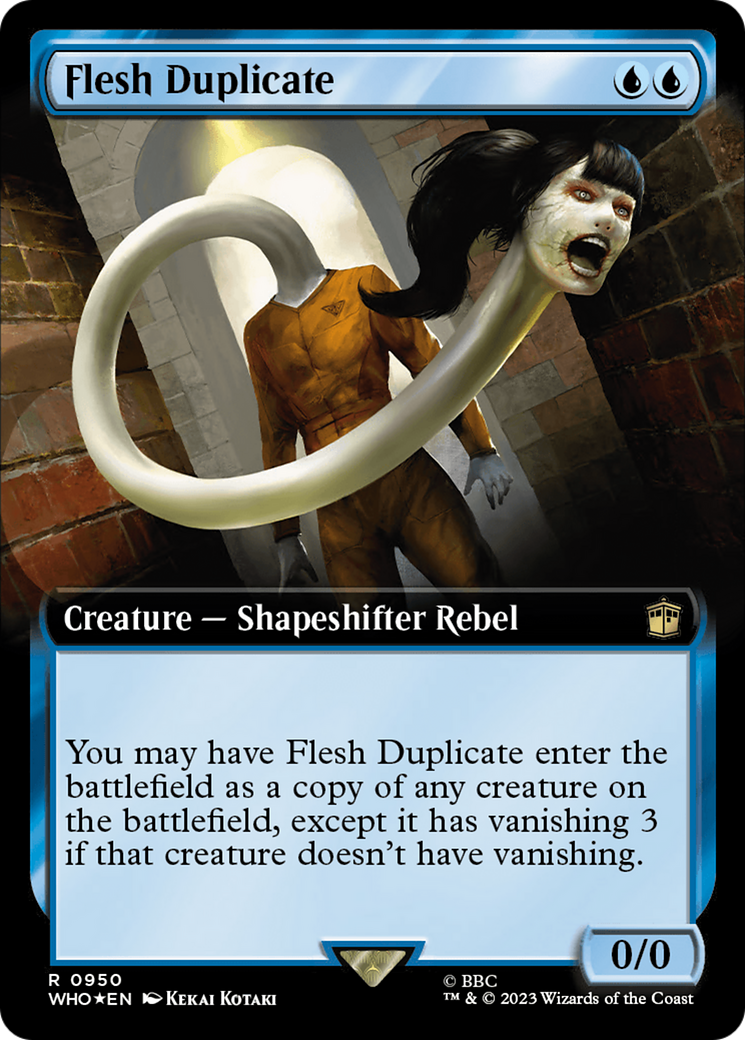 FOIL Flesh Duplicate (Extended Art) (Surge Foil) (WHO-950) - Doctor Who - Magic The Gathering