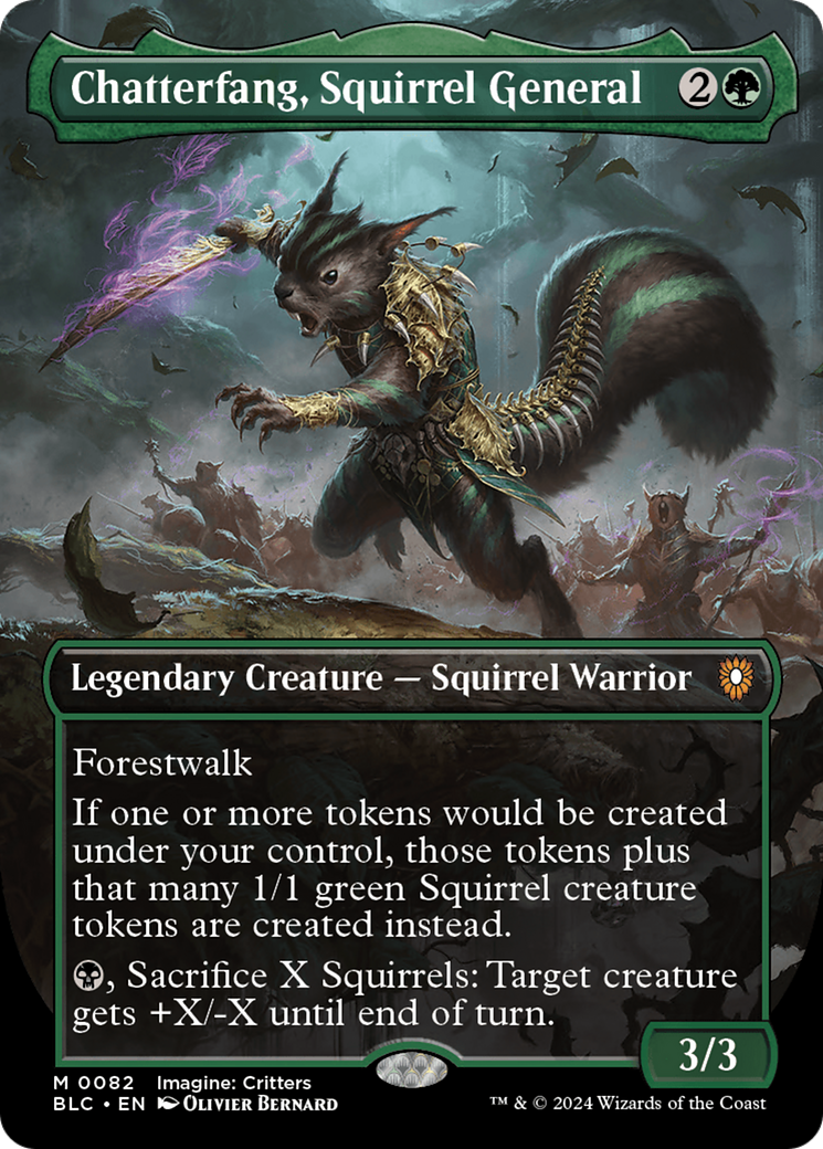 Chatterfang, Squirrel General (Borderless) (BLC-082) - Bloomburrow Commander - Magic The Gathering