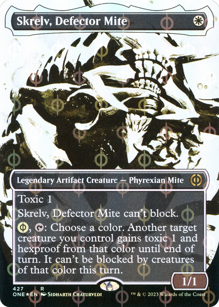FOIL Skrelv, Defector Mite (Showcase) (Step-and-Compleat Foil) (ONE-427) - Phyrexia: All Will Be One - Magic The Gathering