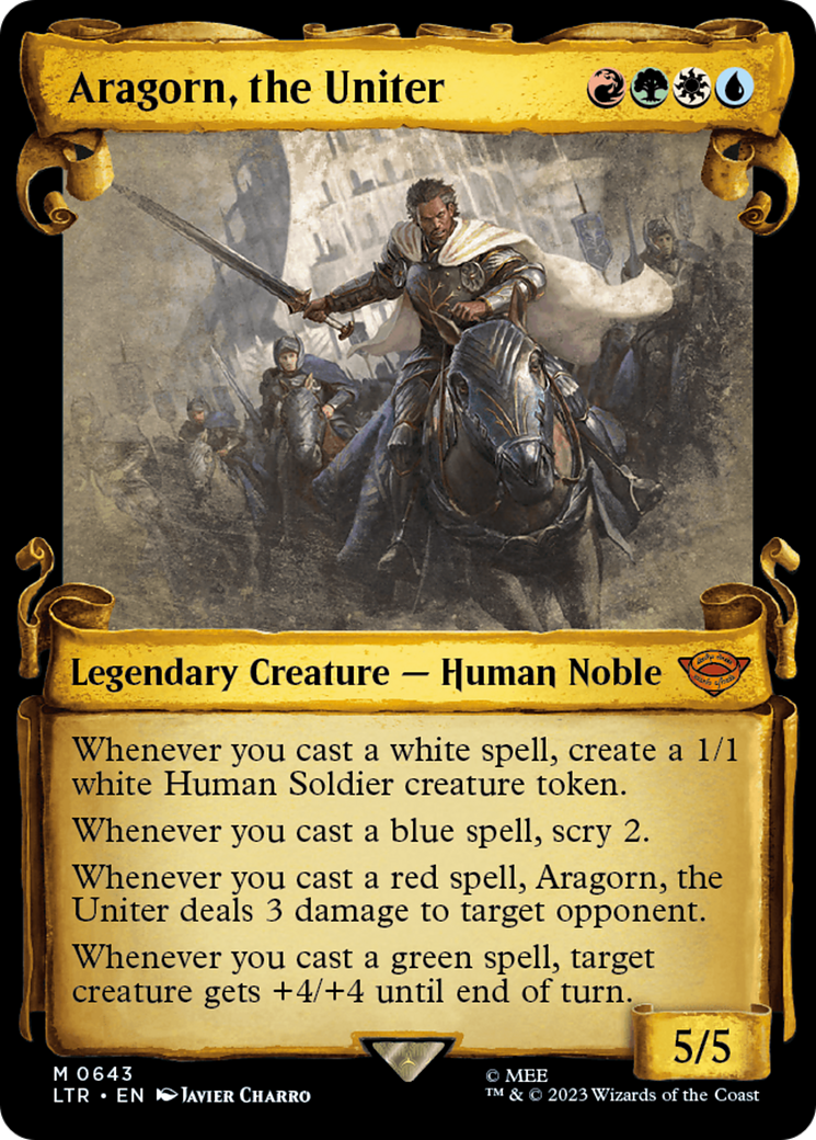 FOIL Aragorn, the Uniter (Showcase Scrolls) (LTR-643) - The Lord of the Rings: Tales of Middle-earth - Magic The Gathering