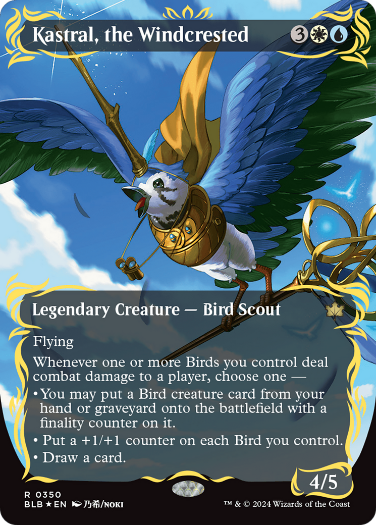 FOIL Kastral, the Windcrested (Borderless) (Raised Foil) (BLB-350) - Bloomburrow - Magic The Gathering