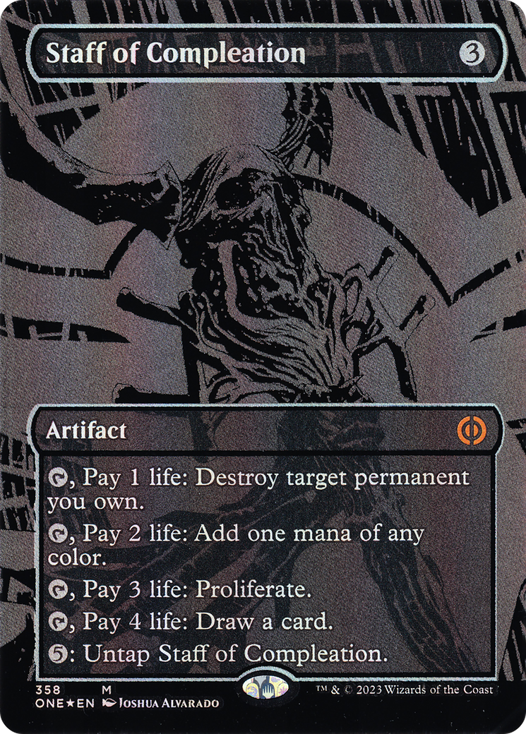 FOIL Staff of Compleation (Oil Slick Raised Foil) (ONE-358) - Phyrexia: All Will Be One - Magic The Gathering