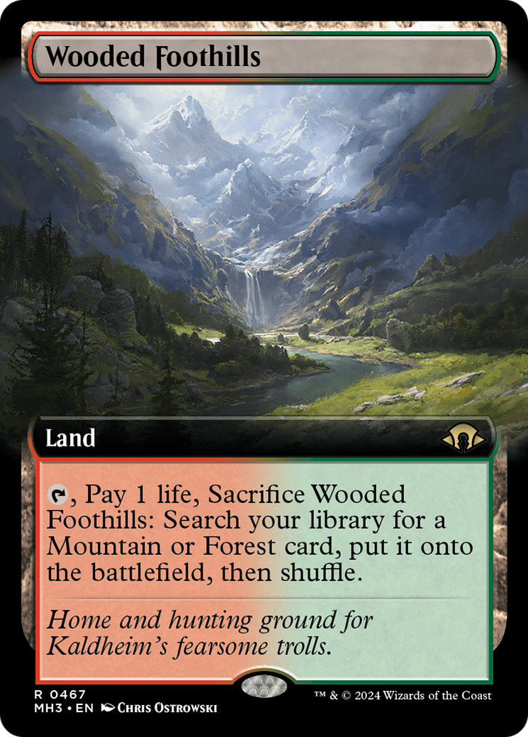 FOIL Wooded Foothills (Extended Art) (MH3-467) - Modern Horizons 3 - Magic The Gathering