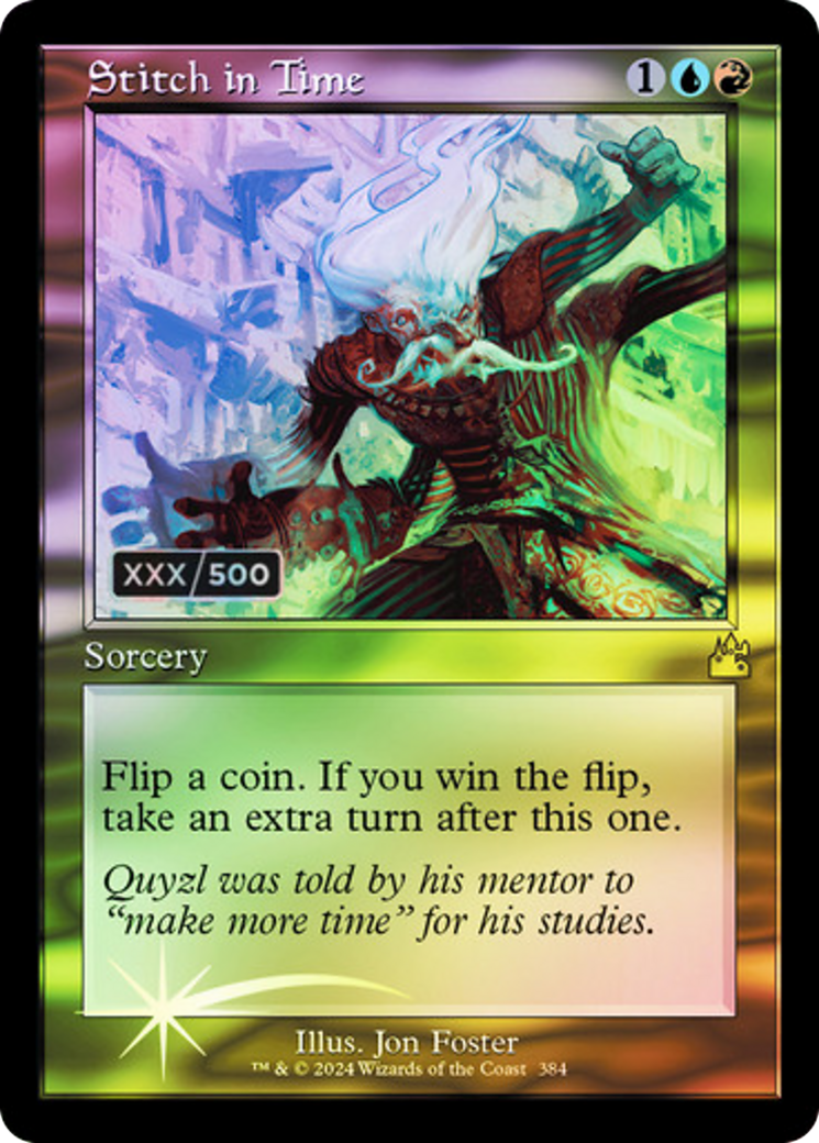 FOIL Stitch in Time (Retro Frame) (Serial Numbered) (RVR-384) - Ravnica Remastered - Magic The Gathering