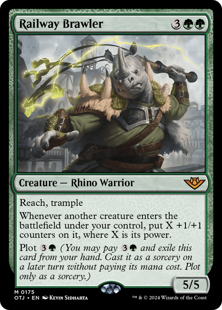 Railway Brawler (PPOTJ-175P) - Outlaws of Thunder Junction Promos - Magic The Gathering