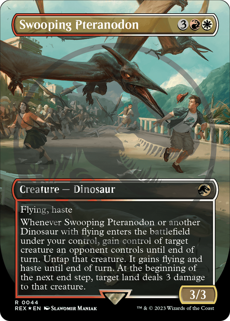 FOIL Swooping Pteranodon (Borderless) (Emblem) (REX-044) - Jurassic World Collection - Magic The Gathering