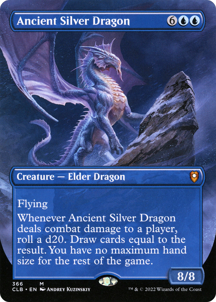 FOIL Ancient Silver Dragon (Borderless) (CLB-366) - Commander Legends: Battle for Baldur's Gate - Magic The Gathering