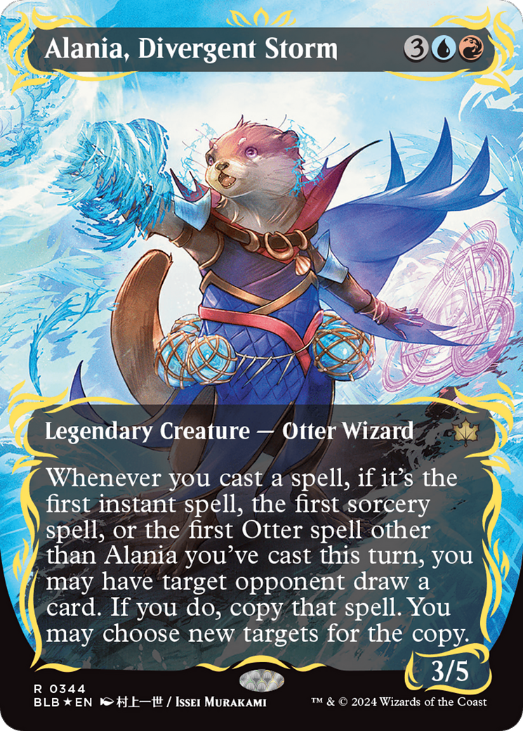 FOIL Alania, Divergent Storm (Borderless) (Raised Foil) (BLB-344) - Bloomburrow - Magic The Gathering