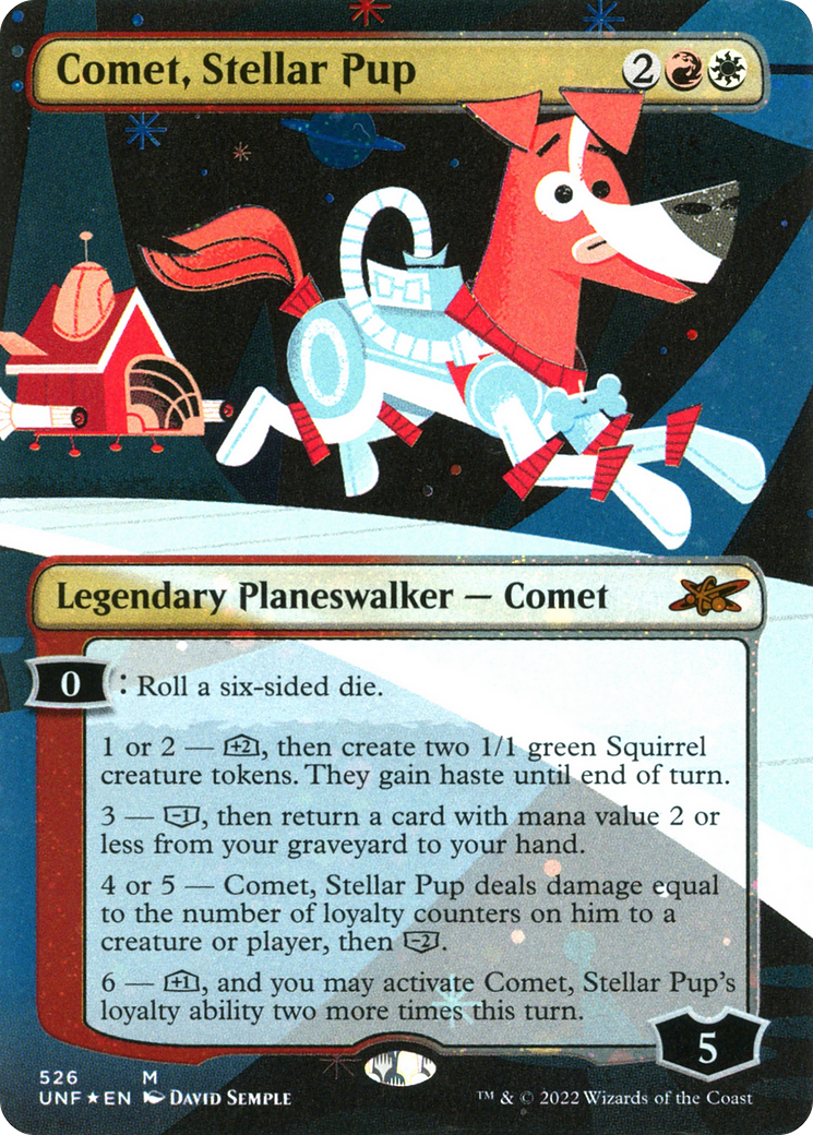FOIL Comet, Stellar Pup (Borderless) (Galaxy Foil) (UNF-526) - Unfinity - Magic The Gathering