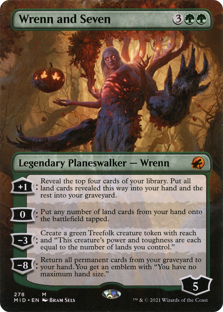 Wrenn and Seven (Borderless) (MID-278) - Innistrad: Midnight Hunt - Magic The Gathering