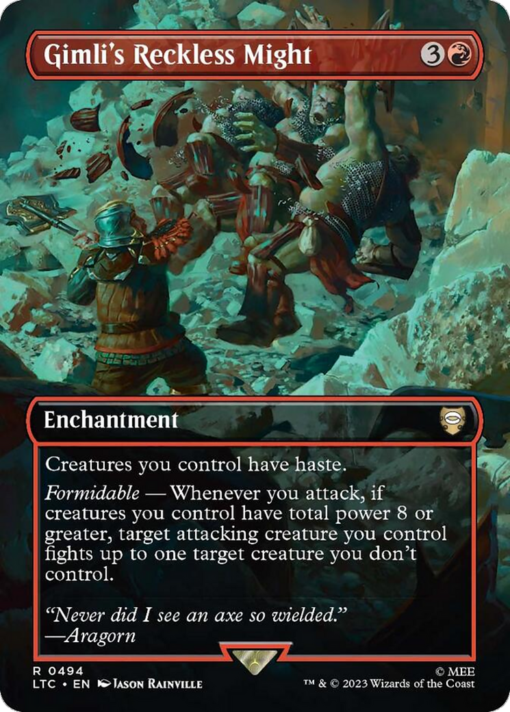 Gimli's Reckless Might (Borderless) (LTC-494) - Tales of Middle-earth Commander - Magic The Gathering