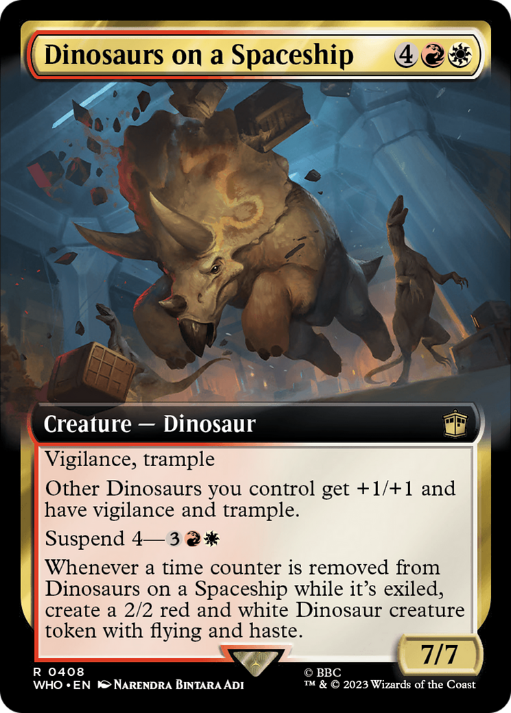 Dinosaurs on a Spaceship (Extended Art) (WHO-408) - Doctor Who - Magic The Gathering