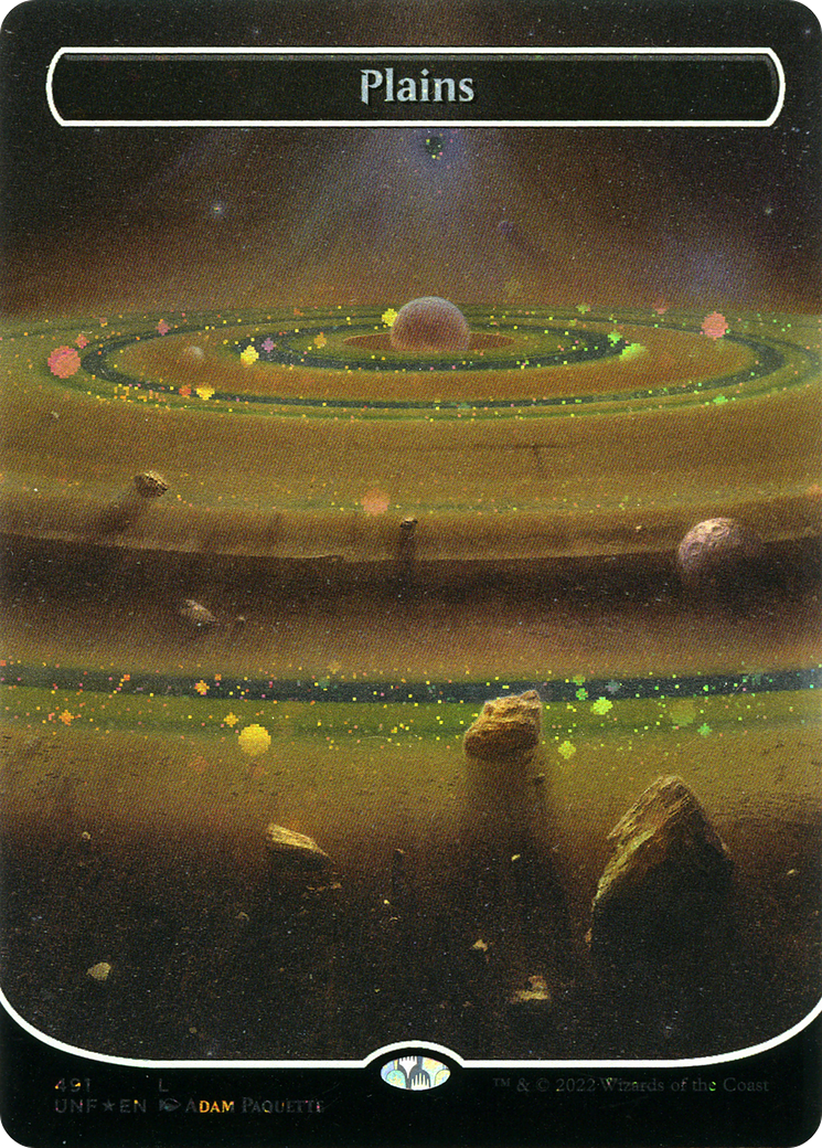 FOIL Plains (491) (Borderless) (Galaxy Foil) (UNF-491) - Unfinity - Magic The Gathering