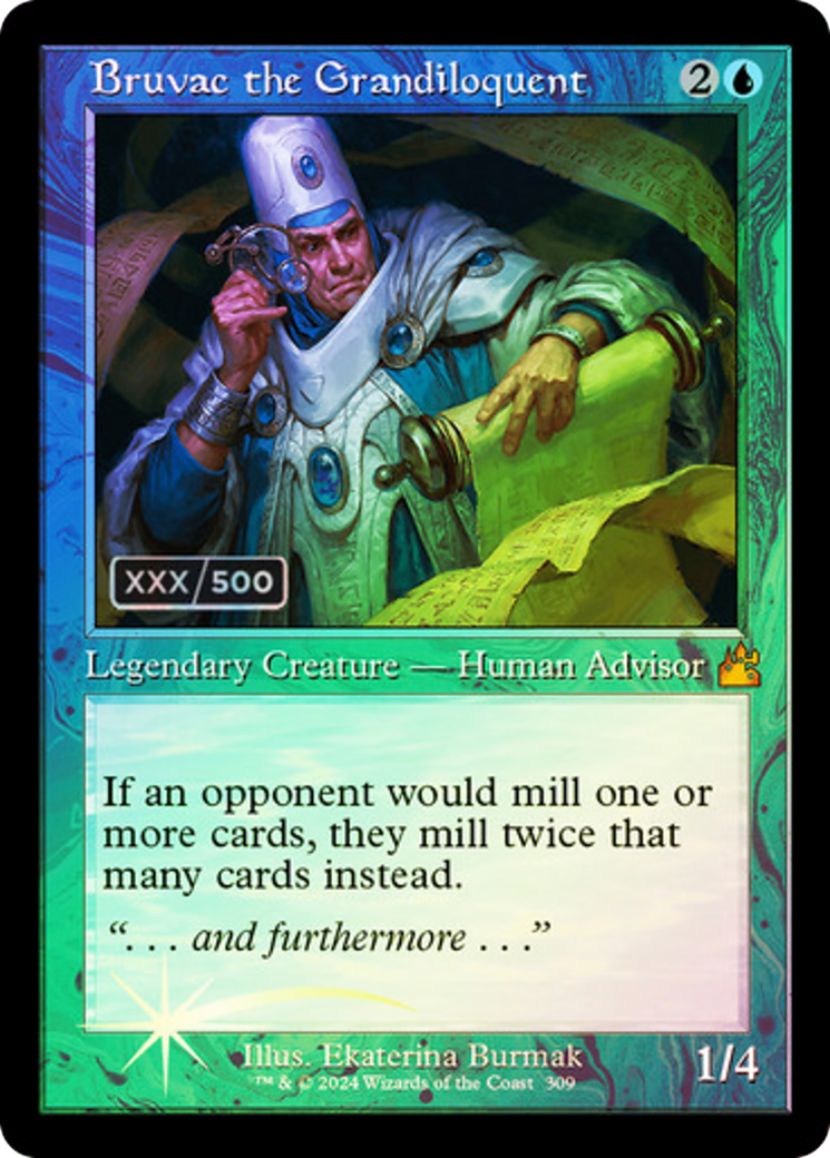 FOIL Bruvac the Grandiloquent (Retro Frame) (Serial Numbered) (RVR-309) - Ravnica Remastered - Magic The Gathering
