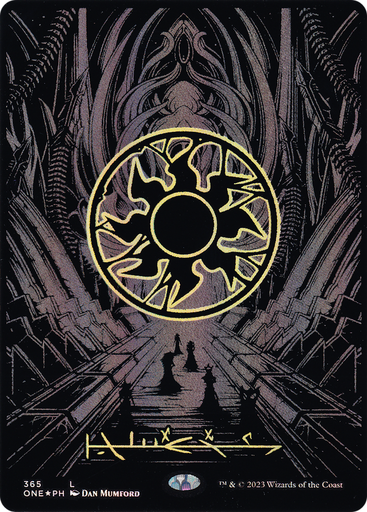 FOIL Plains (Phyrexian) - Full Art (Oil Slick Raised Foil) (ONE-365) - Phyrexia: All Will Be One - Magic The Gathering