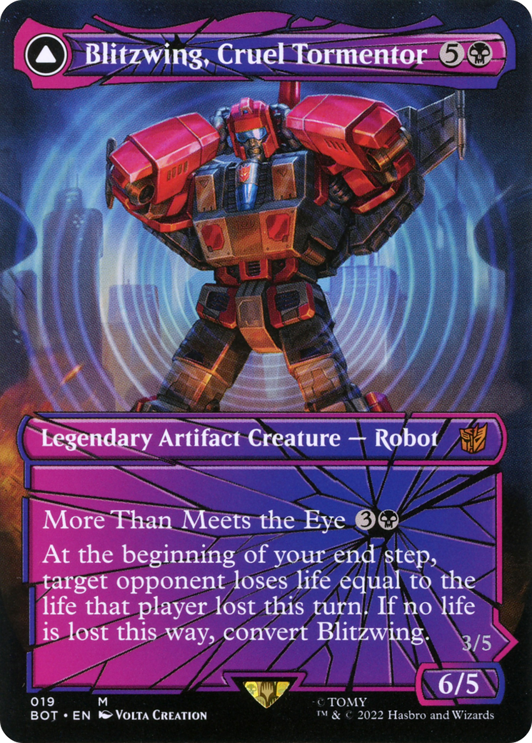 FOIL Blitzwing, Cruel Tormentor (Shattered Glass) (BOT-019) - Transformers - Magic The Gathering