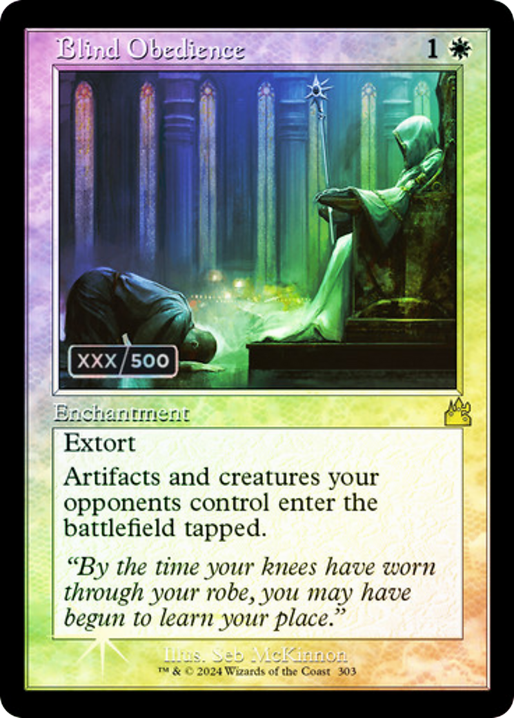 FOIL Blind Obedience (Retro Frame) (Serial Numbered) (RVR-303) - Ravnica Remastered - Magic The Gathering