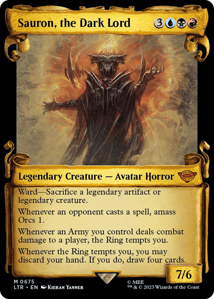 FOIL Sauron, the Dark Lord (Showcase Scrolls) (LTR-675) - The Lord of the Rings: Tales of Middle-earth - Magic The Gathering