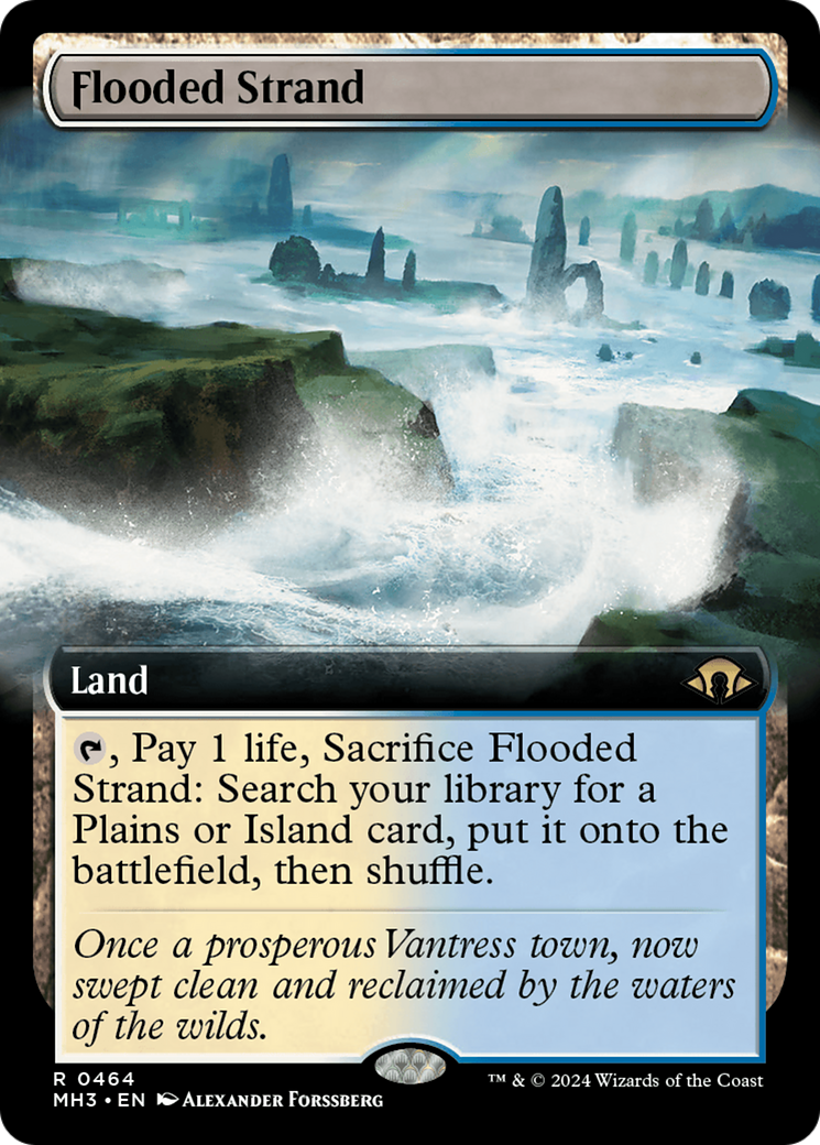 FOIL Flooded Strand (Extended Art) (MH3-464) - Modern Horizons 3 - Magic The Gathering