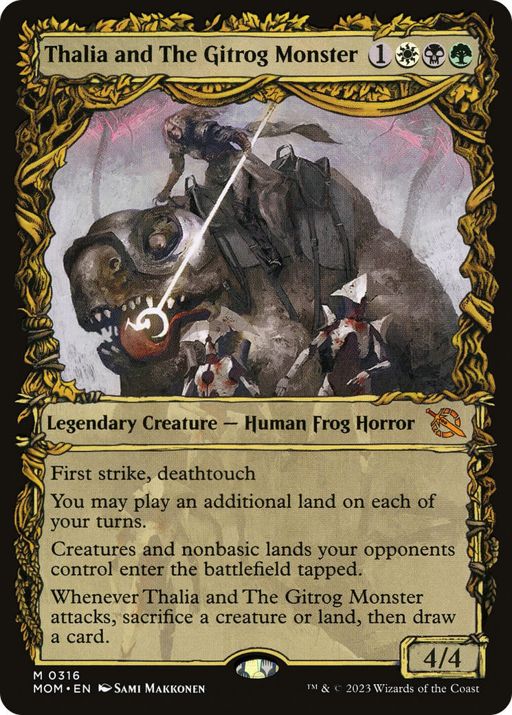FOIL Thalia and The Gitrog Monster (Showcase) (MOM-316) - March of the Machine - Magic The Gathering