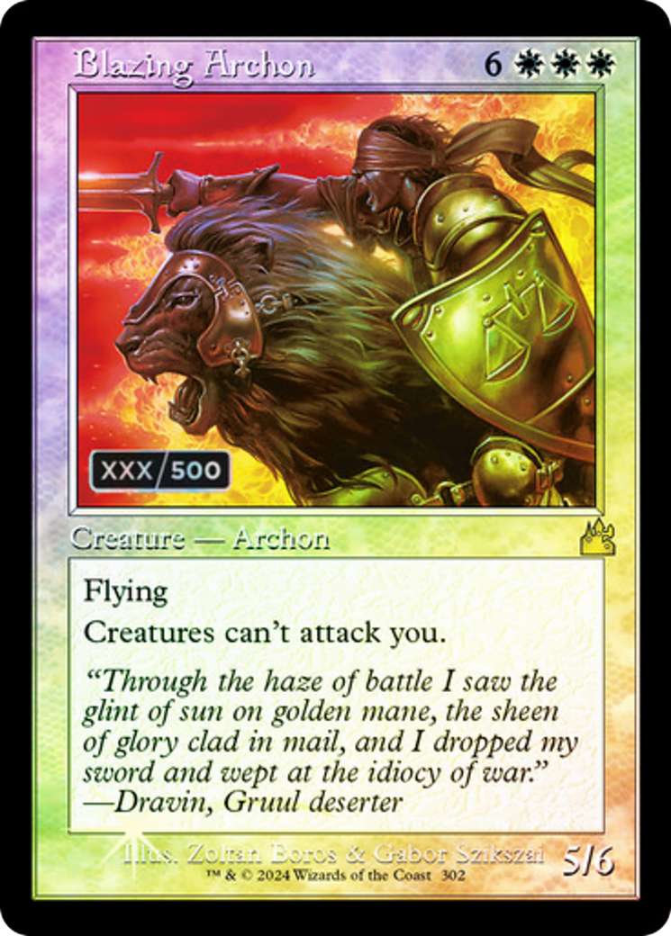 FOIL Blazing Archon (Retro Frame) (Serial Numbered) (RVR-302) - Ravnica Remastered - Magic The Gathering