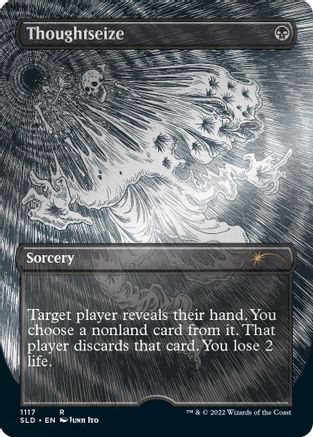 FOIL Thoughtseize (Borderless) (Foil Etched) (SLD-1117) - Secret Lair Drop Series - Magic The Gathering