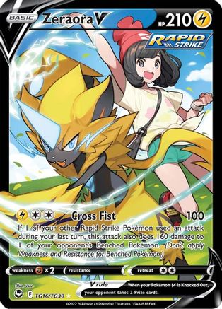 Zeraora V TG16/30 - Pokemon Silver Tempest Trainer Gallery Holofoil