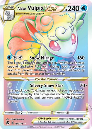 Alolan Vulpix VSTAR 197/195 - Pokemon Silver Tempest Holofoil