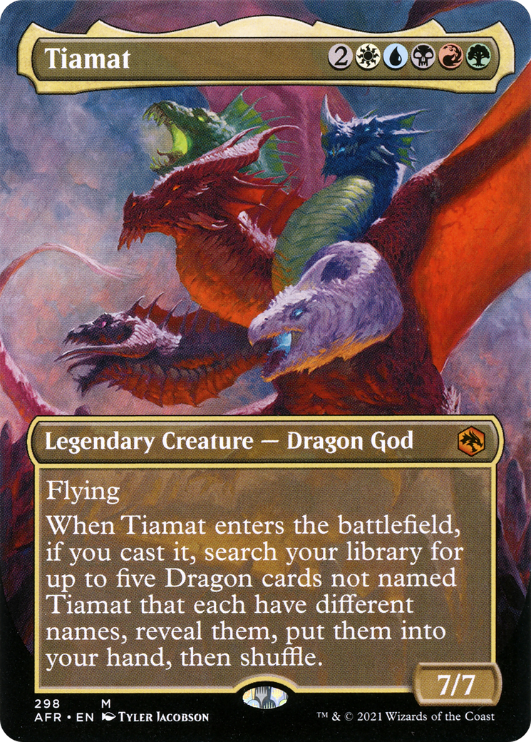FOIL Tiamat (Borderless) (AFR-298) - Adventures in the Forgotten Realms - Magic The Gathering