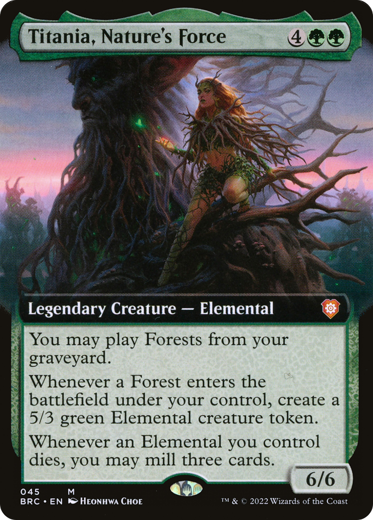 Titania, Nature's Force (Extended Art) (BRC-045) - The Brothers' War Commander - Magic The Gathering