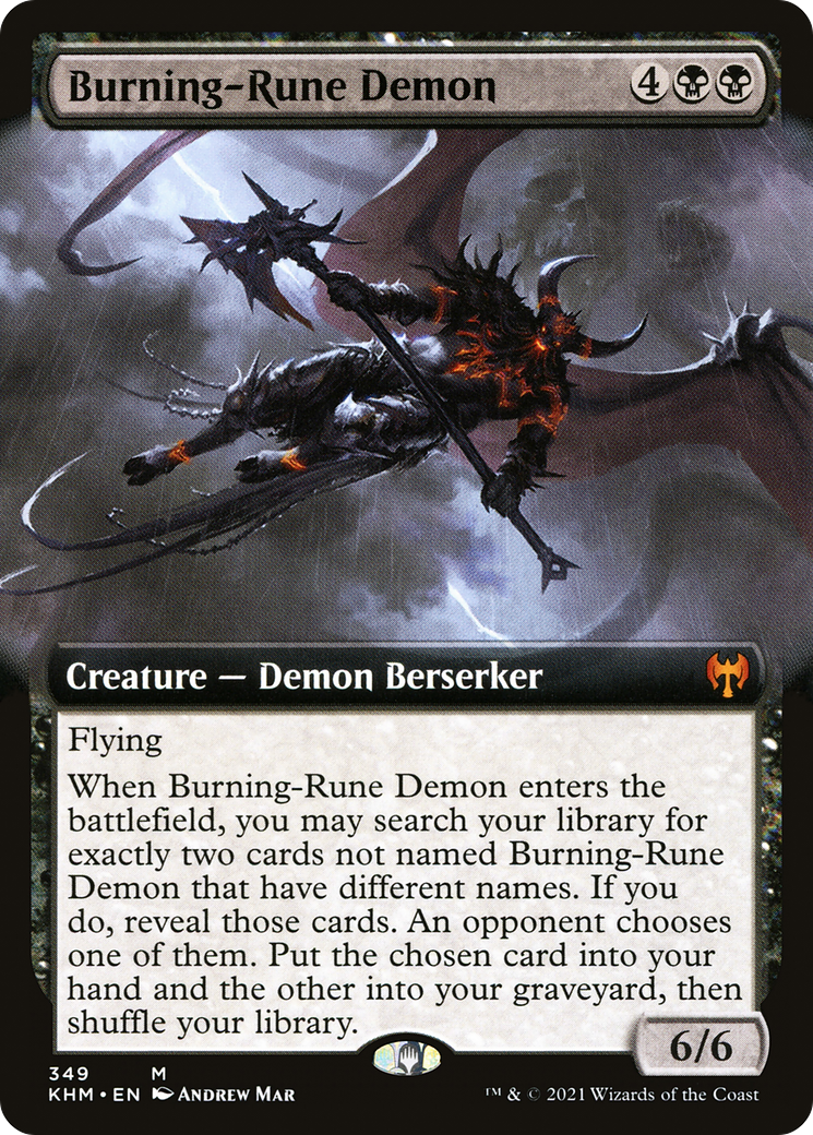 FOIL Burning-Rune Demon (Extended Art) (KHM-349) - Kaldheim - Magic The Gathering