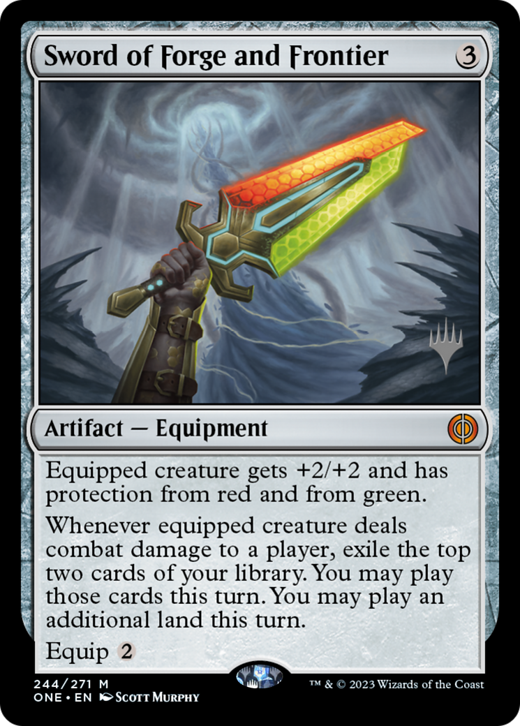 Sword of Forge and Frontier (PPONE-244P) - Phyrexia: All Will Be One Promos - Magic The Gathering