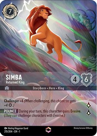 Simba - Returned King (Enchanted) (215/204) - The First Chapter Holofoil - Lorcana