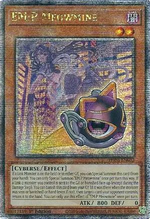 QUARTER CENTURY SECRET RARE EM:P Meowmine (Quarter Century Secret Rare) (PHNI-EN032) - Phantom Nightmare 1st Edition